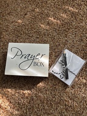 Prayer Box with Mini Notepad and Pencil - White and Black